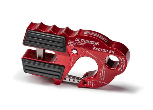 FACTOR 55 00250-01 Factor 55 00250-01 Ultrahook Winch Hook Closed System Shackle Max Load 16,000 lbs ULT Strength Shackle Pin Mount 48,000 lbs Offroad 4x4 Adventure – Red.