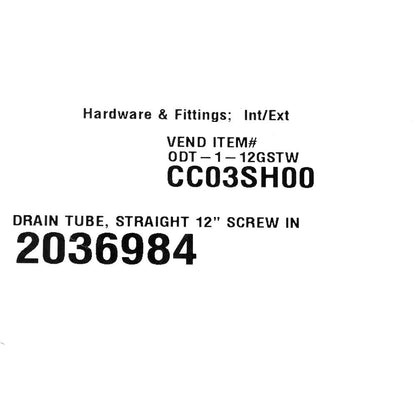 T-H MARINE ODT-1-12GSTW-DP T-H Marine ODT-1-12GSTW-DP 12' DRAIN TUBE W/ BOOT & SCREEN