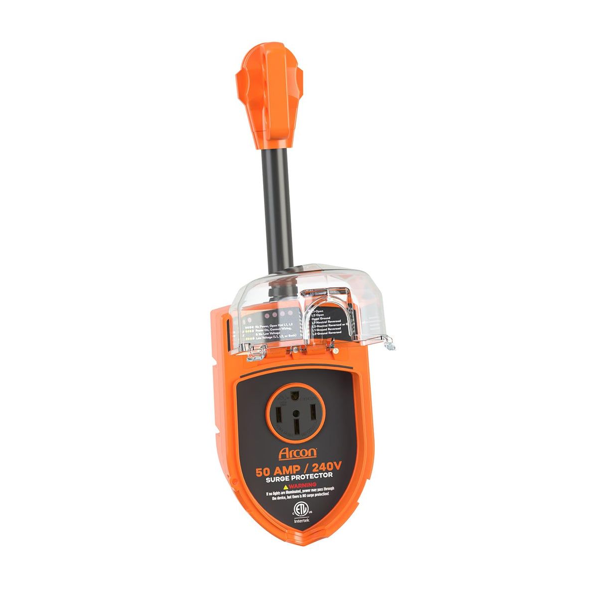 ARCON 19759 Arcon Surge Protector 19759, Portable, 50 Amp, 240 Volt, with Plug Head Handle Grip, 7200 Joules of Power Surge Protection