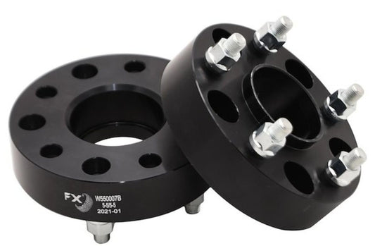 TRAILFX W550007HC TrailFX Wheel Spacer W550007HC, 5 x 5.00 Inch Bolt Pattern, 1.5 Inch Thickness, Wheel Stud Mount, 71.50 Millimeter Hub Size, Black, Aluminum, Set of 2, 10 Open End Conical Seat Lug Nuts, Hub Centric