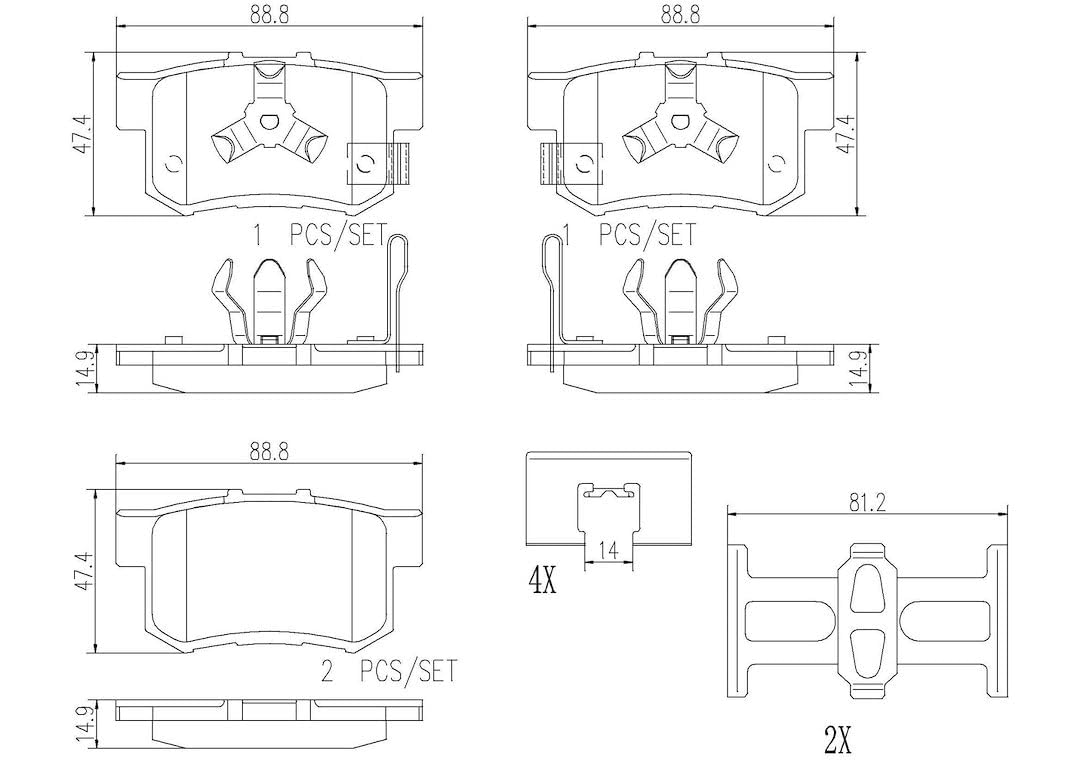 BREMBO P28051N Brembo P28051N Premium Ceramic Rear Disc Brake Pad Set ACURA/HONDA/HONDA (DONGFENG)/HONDA (GAC) OE# 43022T0GA01