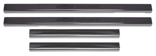PUTCO 95183BPGM-1 Putco Chevrolet Bowtie Licensed Black Stainless Steel Door Sills Kit - Fits Chevy Silverado 2019-2025 Double Cab Regular Cab