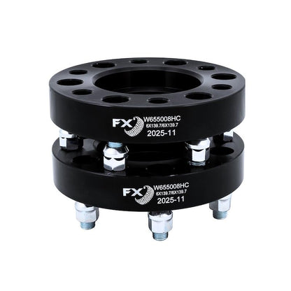 TRAILFX W655008HC Trailfx Wheel Spacer W655008HC, 6 x 5.50 Inch Bolt Pattern, 1.25 Inch Thickness, Wheel Stud Mount, 95 Millimeter Hub Size, Black, Aluminum, Set of 2, 12 Set of Bolts and Nuts, Hub Centric