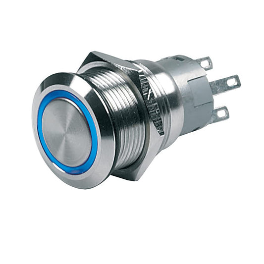 BEP 80-511-0004-00 BEP Push-Button Switch 12V Momentary On/Off - Blue LED