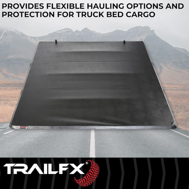 TRAILFX TFX3313 TrailFX Soft Tri-Fold Tonneau Cover fits Ford F-150 5.5 Ft Bed 2015-2020 Black Vinyl with Aluminum Rails Lockable Tailgate Handle Clamp-On Installation Weather Resistant TrailFX TFX3313