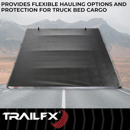 TRAILFX TFX3313 TrailFX Soft Tri-Fold Tonneau Cover fits Ford F-150 5.5 Ft Bed 2015-2020 Black Vinyl with Aluminum Rails Lockable Tailgate Handle Clamp-On Installation Weather Resistant TrailFX TFX3313