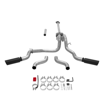 Flowmaster 817726 Flowmaster 817726 Outlaw Cat-Back Exhaust Kit 3 Inch Stainless Steel 4 Inch Black Ceramic Coat Stainless Tips Compatible with 2015-2020 Ford F-150 2.7L 3.5L 5.0L except Standard Cab Short Bed & Raptor