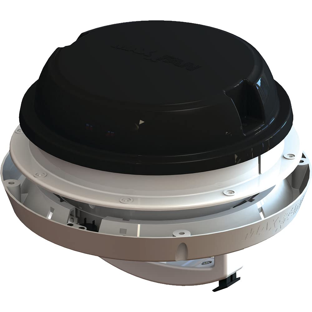 MAXXAIR VENT 00-03810B MAXXAIR Maxxfan Dome Plus with LED Light, 6"" Round 12V Ventilation Fan - Compact Solution for Rooftop or Sidewall Ventilation, Exhaust Only, Fan Guard Rain Shield, Moisture Control, Black (00-03810B)