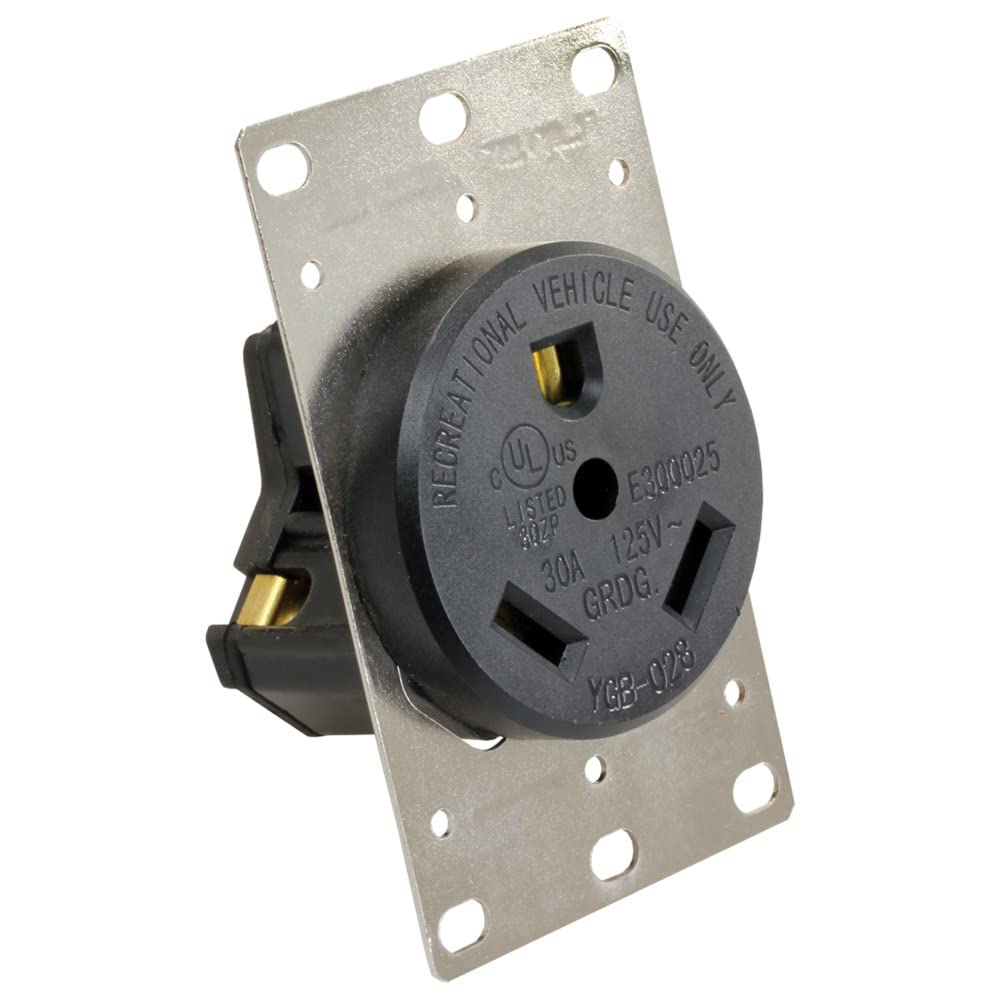JR PRODUCTS 15075 JR Products 15075 30 Amp Receptacle with Mounting Plate