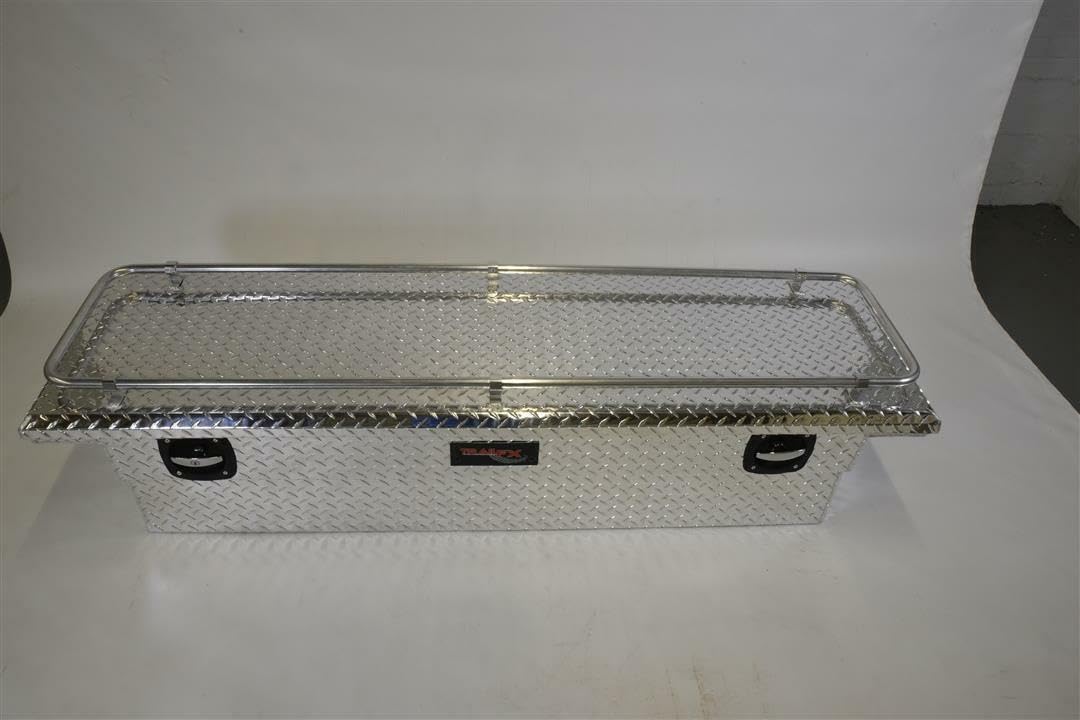 TRAILFX 120691C TrailFX Tool Box Fits 1987-2025 Ford F-150 Low Profile Crossover Single Lid Diamond Tread Bright Aluminum 69 Inch Wide 8.4 Cubic Foot Twist Handle TrailFX 120691C