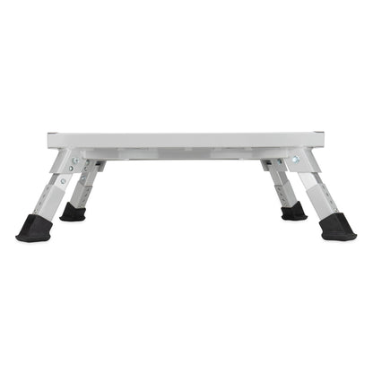 CAMCO 43676 Camco Folding Aluminum Step Stool, Adjustable Height for RV and Trailers, Silver - Lightweight, Foldable, and Heavy-Duty Stepping Platform for Home and Camping