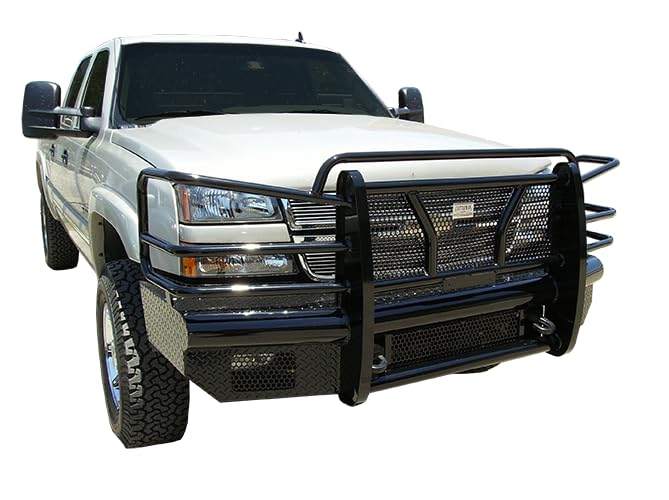 Cattleman 2111P Cattleman HD 2111P Front Replacement Bumper Gloss Black Steel With Grille Guard Punch Plate Screen Direct Fits Chevrolet Silverado 2500 HD 2003-2006