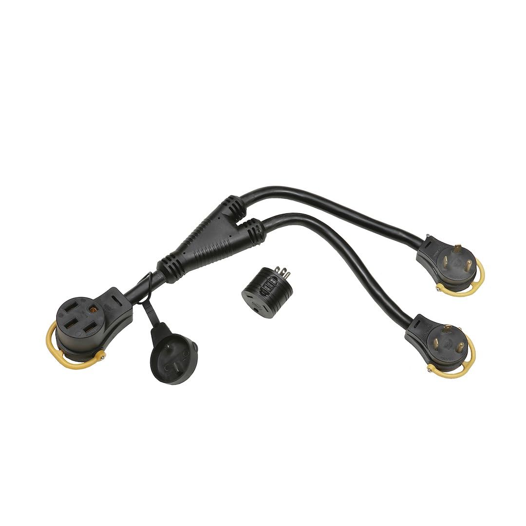 Arcon 17341 Arcon 17341 Multi-Max Generator Y-Adapter Cord 50 Amp 14-50P Male to Dual 30 Amp L5-30R Twist Lock Female, 17 Inch Legs with 30A-to-20A Adapter, Waterproof, Easy-Grip Handles