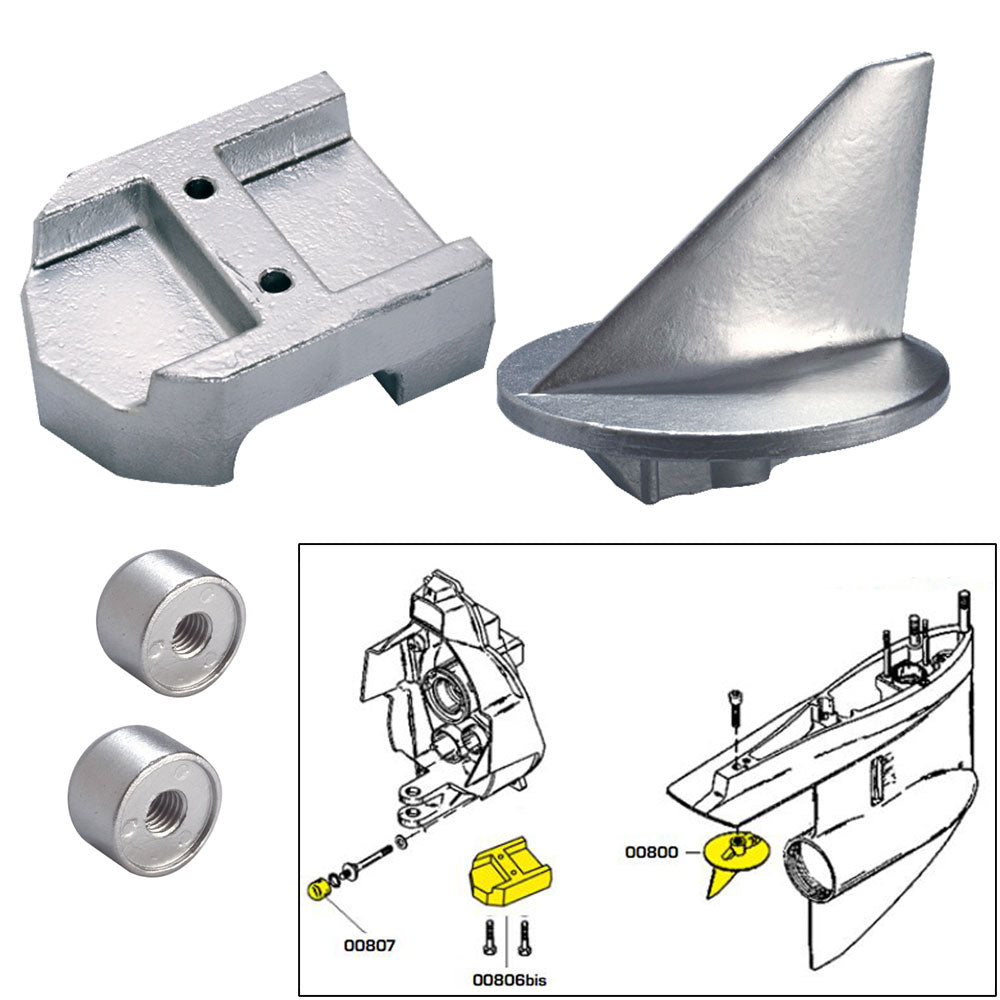 Tecnoseal 20800MG Tecnoseal Anode Kit w/Hardware - Mercury Alpha 1 Gen 1 - Magnesium