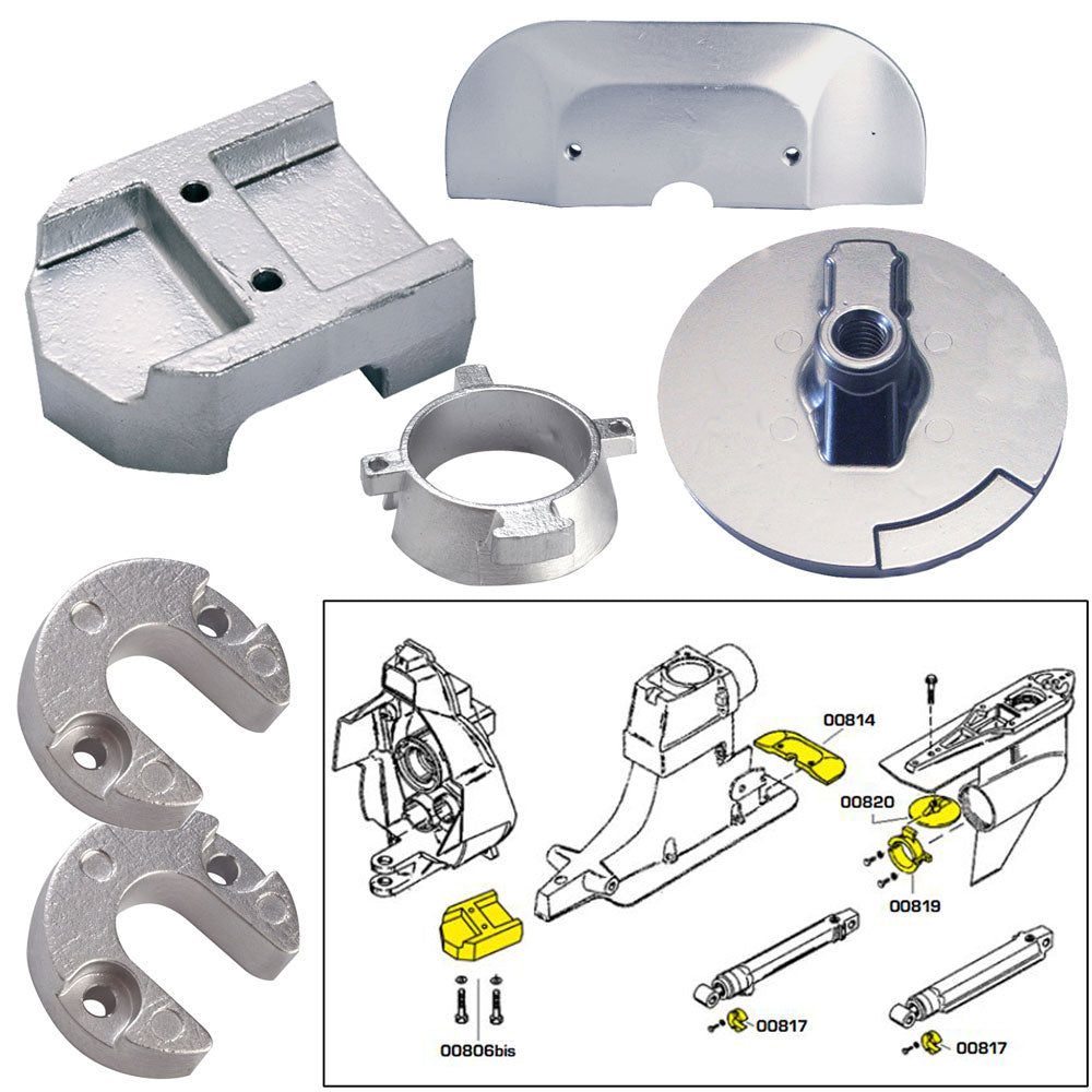 Tecnoseal 20801 Tecnoseal Anode Kit w/Hardware - Mercury Alpha 1 Gen 2 - Zinc