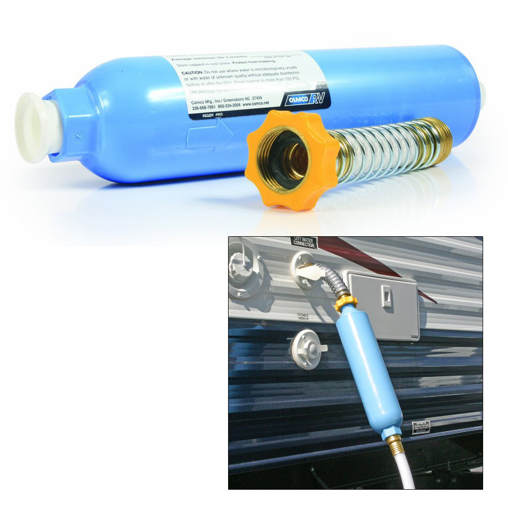 Camco 40043 Camco TastePURE KDF/Carbon Water Filter w/Flexible Hose Protector