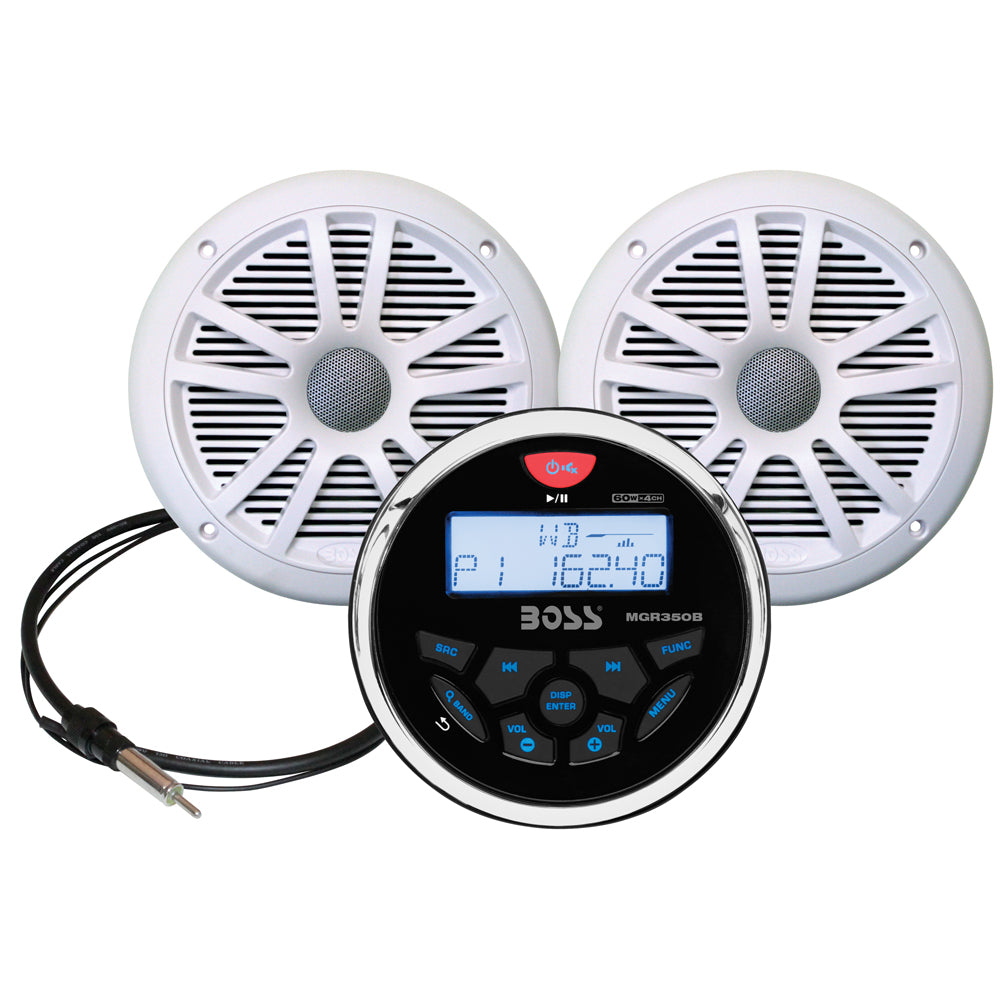 Boss Audio MCKGB350W.6 Boss Audio MCKGB350W.6 Marine Stereo &amp; 6.5" Speaker Kit - White