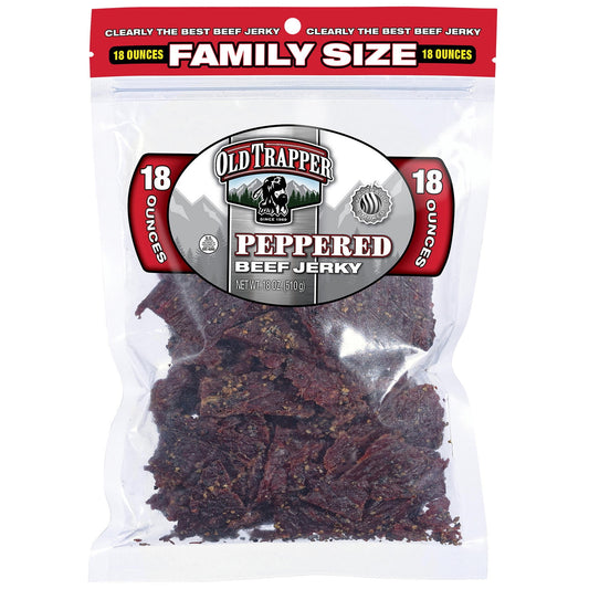 Old Trapper Old Trapper Peppered Beef Jerky, Naturally Smoked, Family Size 18 oz