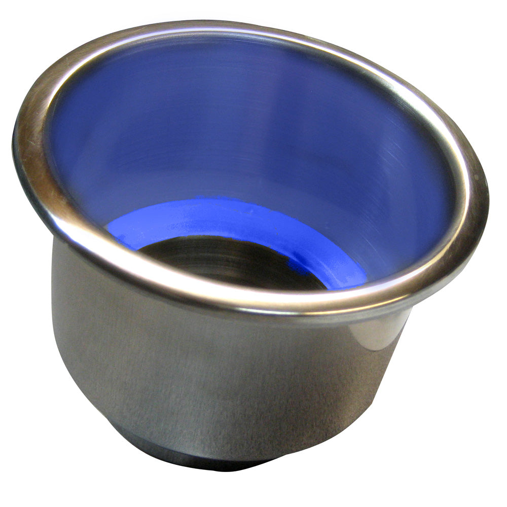 Whitecap S-3511BC Whitecap Flush Mount Cup Holder w/Blue LED Light - Stainless Steel