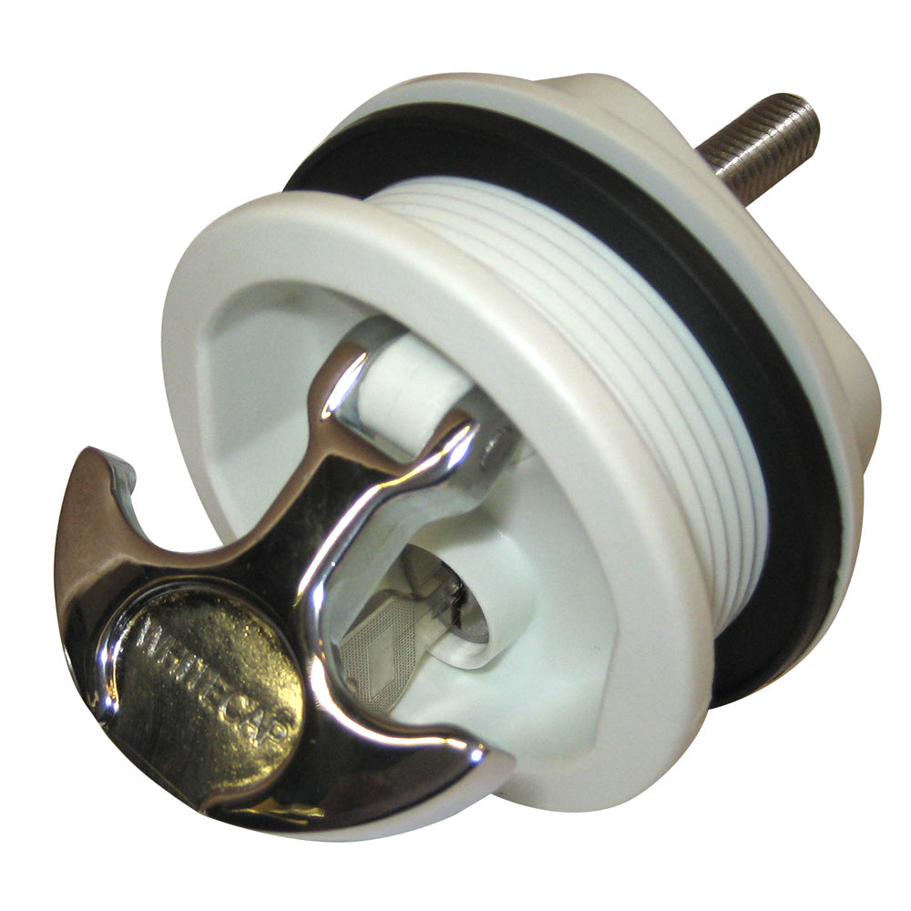 Whitecap S-0226WC Whitecap T-Handle Latch - Chrome Plated Zamac/White Nylon - Locking - Freshwater Use Only