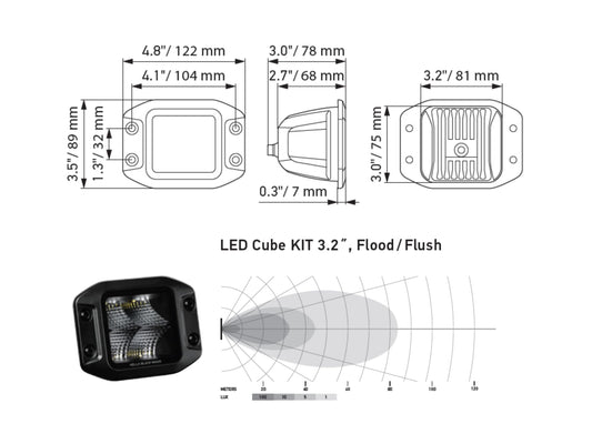HELLA 358176831 Hella 1FA 358 176-831 LED Headlight Black Magic Cube Kit 3.2 Inch 12/24 V Mounting Cable 500 mm Connector German Plug Set