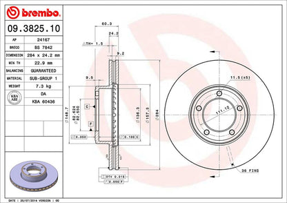 BREMBO 09.3825.10 Brembo 09.3825.10 Standard vented Front Brake Rotor DAIMLER/JAGUAR OE# CAC2647