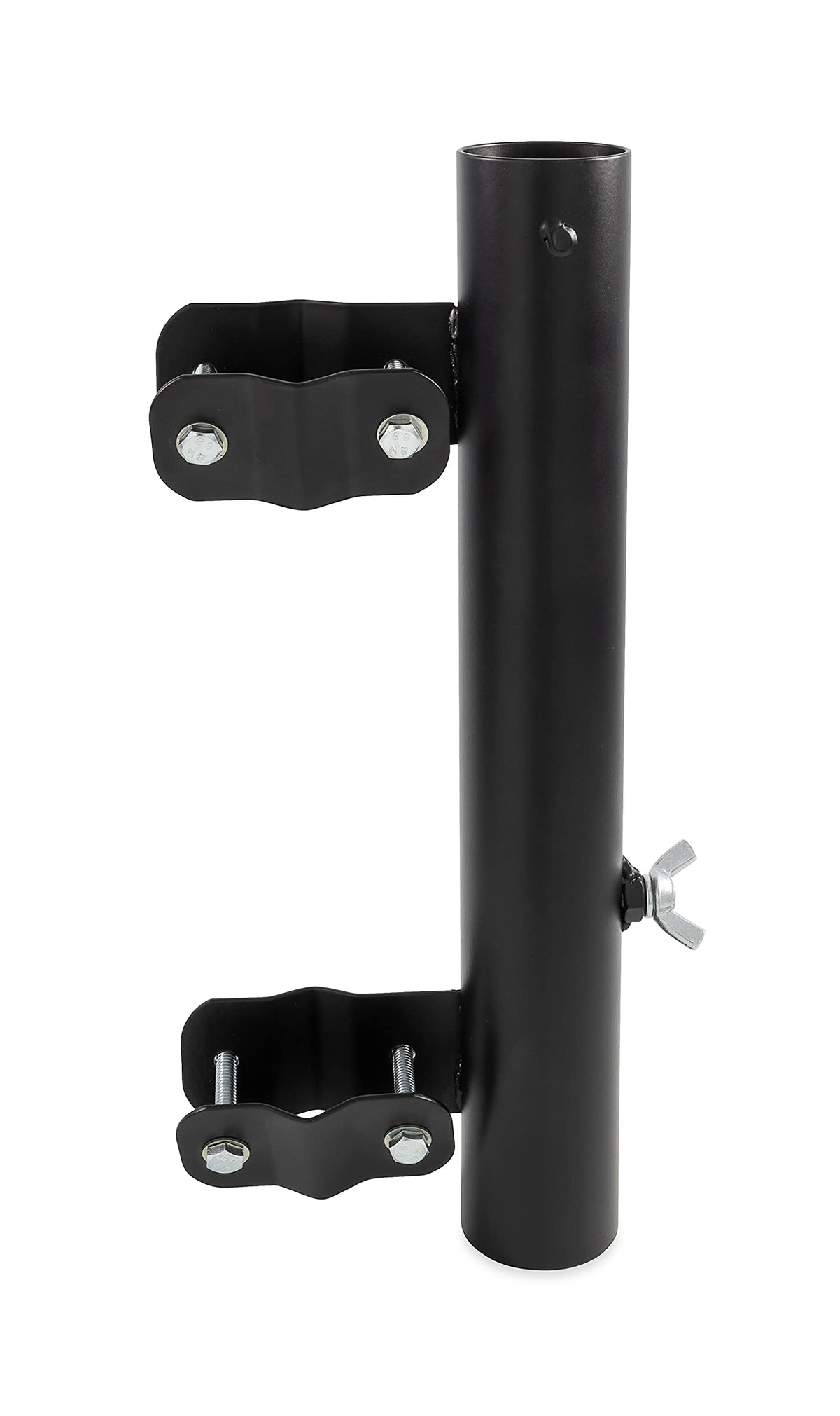 CAMCO 51612 Camco RV Ladder Mounted Flagpole Holder, Powder-Coated Steel Bracket, Fits Most RV Ladder Rails, Holds Flagpoles Up to 1-9/16 Inch Diameter, Black
