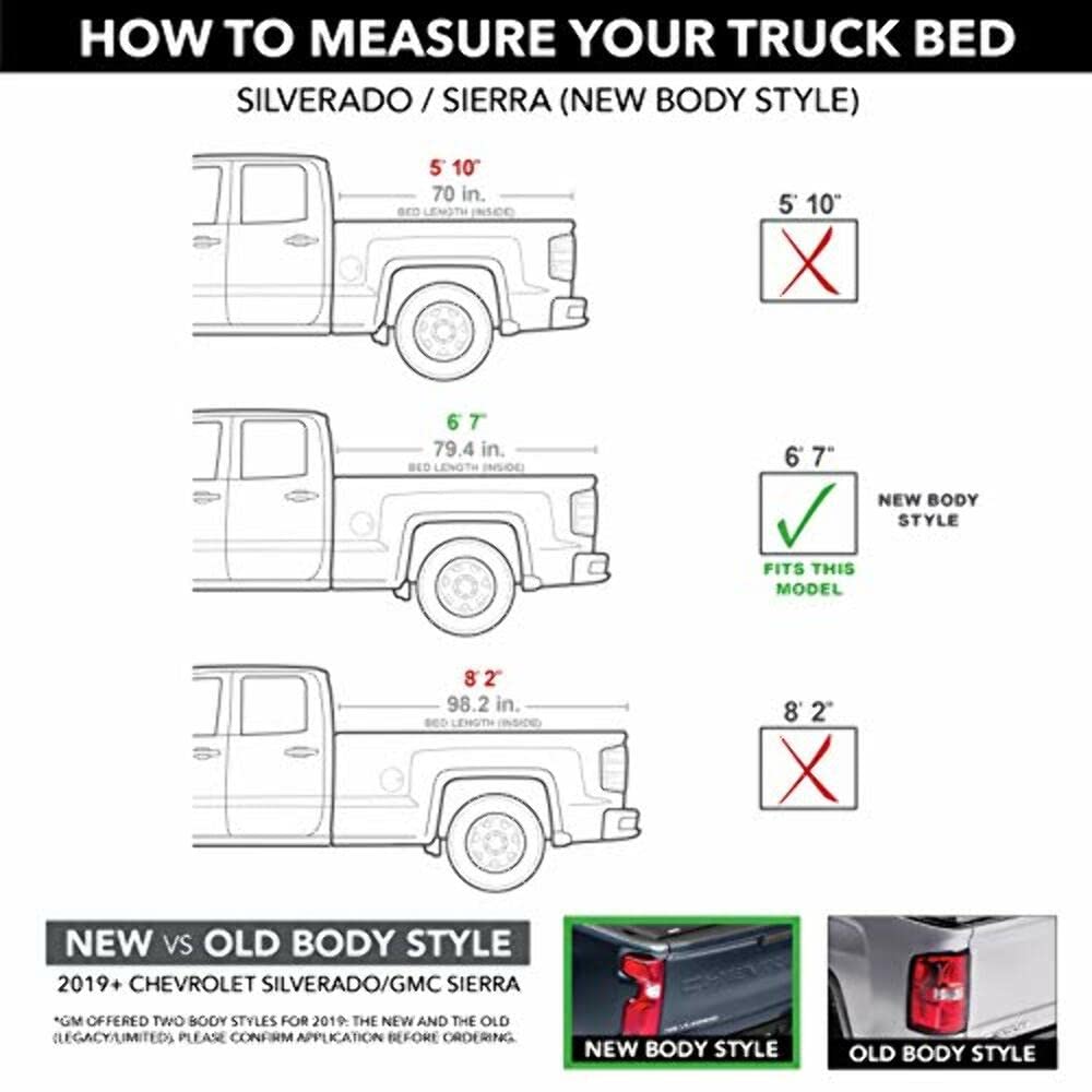 RealTruck UC1188L-41 RealTruck UnderCover Elite LX One-Piece Truck Bed Tonneau Cover – UC1188L-41 – Fits 2019 - 2023 Chevy Silverado 1500 41(GBA)(WA8555) - Black 6' 7" Bed (79.4")