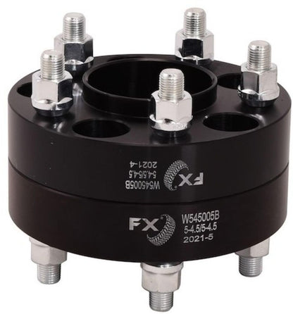 TRAILFX W545005HC Trailfx Wheel Spacer W545005HC, 5 x 4.50 Inch Bolt Pattern, 1.25 Inch Thickness, Wheel Stud Mount, 71.50 Millimeter Hub Size, Black, Aluminum, Set of 2, 10 Set of Bolts and Nuts, Hub Centric