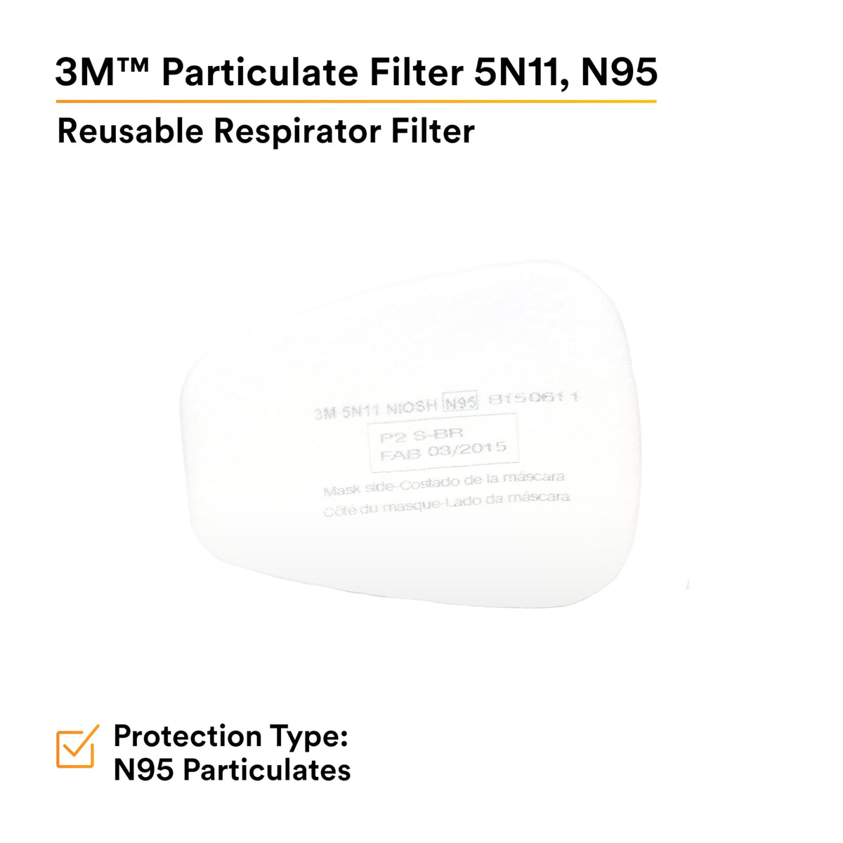 3M 46464 3M N95 Respirator Filter 5N11, 10 Pack