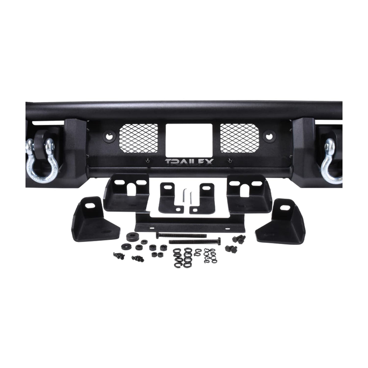 TRAILFX BR001T TrailFX BR001T Standard Front Bumper with Pre Runner Guard for Ford Bronco 2021-2025 Matte Black Powder Coated Steel Direct-Fit D-Rings LED Cube Light Mounts