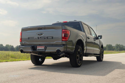 FLOWMASTER 818168 Flowmaster 818168 Outlaw Series Cat-Back Exhaust 3 Inch In Dual 2.5 Out 409 Stainless Steel 4.5 Inch Black Tips Compatible with 2021-2025 Ford F-150 2.7 3.5 5.0L PowerBoost and non-hybrid Factory Dual