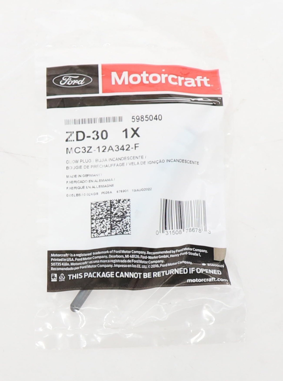 Motorcraft ZD30 Diesel Glow Plug