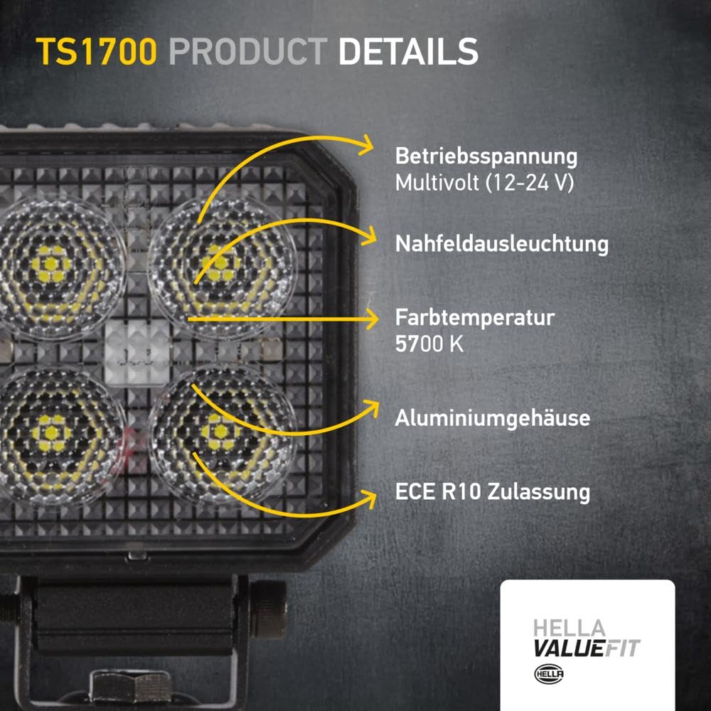 Hella 357110002 Worklight Valuefit Ts1700 Led Mv Cr Lt, Multi
