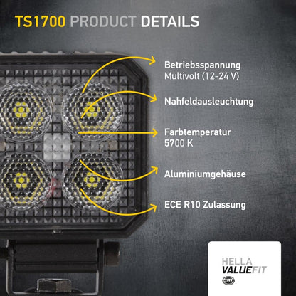 Hella 357110002 Worklight Valuefit Ts1700 Led Mv Cr Lt, Multi