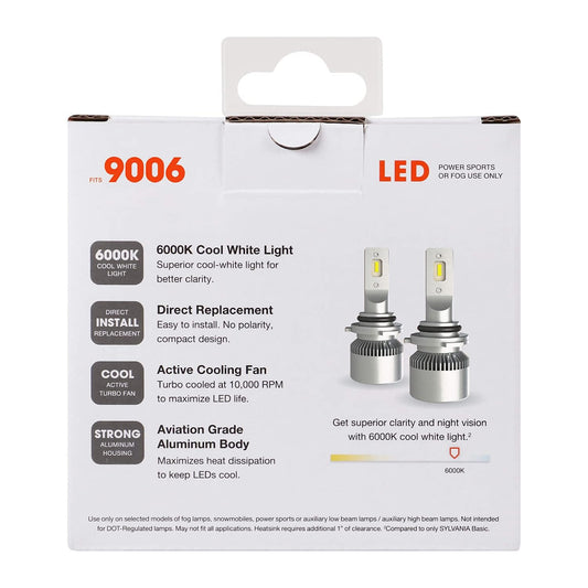 SYLVANIA 9006SL.BX2 Sylvania 9006 LED Powersport Headlight Bulbs for Off-Road Use or Fog Lights - 2 Pack