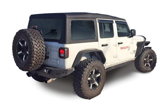 TRAILFX JL05RF Flat Style Fender Flares Fits Jeep Wrangler JL 2018–2025 Pair of 5.5 Inch Tire Coverage, Textured Powder Coated Black, With LED Turn Signal & Marker Light, Set of 2 Fender Flares TrailFX JL05RF