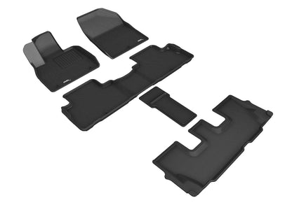 3D MAXpider L1HY10101509 3D MAXpider Custom Fit Kagu Floor Mat (Black) Compatible with Hyundai Palisade 7-Seat 2020-2025 - Full Set