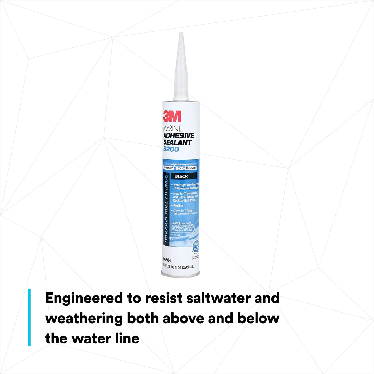 3M 06504 3M Marine Adhesive Sealant 5200, Black, 10 fl oz Cartridge with Nozzle