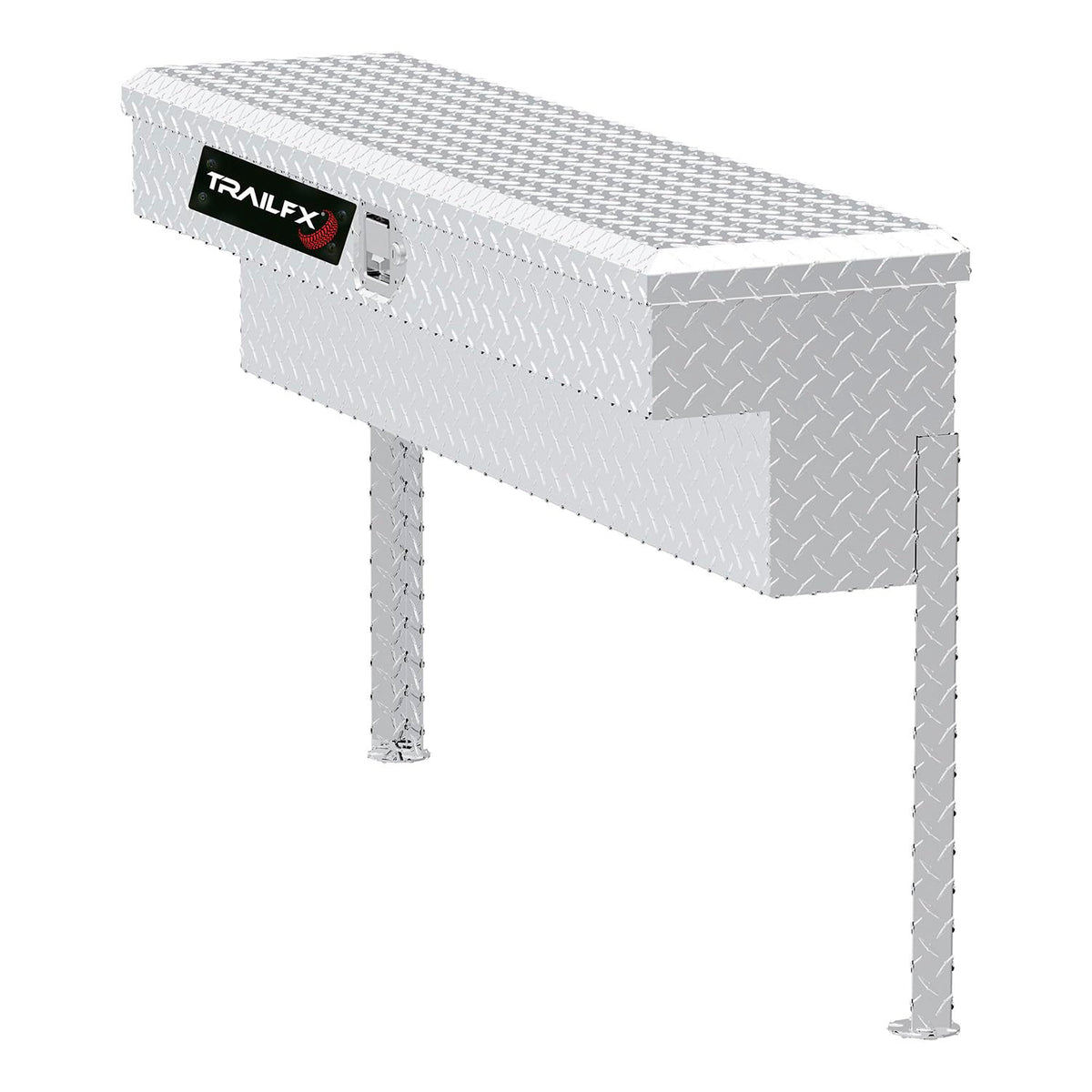TRAILFX 160481 TrailFX Side Mount Tool Box Single Lid with Struts Polished 16-Gauge Diamond Tread Aluminum 3 Cubic Foot 48" Length x 11-1/4" Width x 11" Height Bright Finish TrailFX 160481