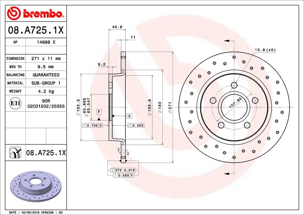BREMBO 08A7251XC02 Brembo 08A7251XC02 BRAKE DISC