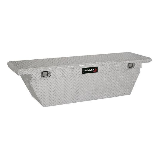TRAILFX 121701 TrailFX Truck Tool Box Crossover Deep Single Lid Diamond Tread Bright Polished 16 Gauge Aluminum 10.8 Cubic Feet Capacity Lockable Lid With Tray TrailFX 121701
