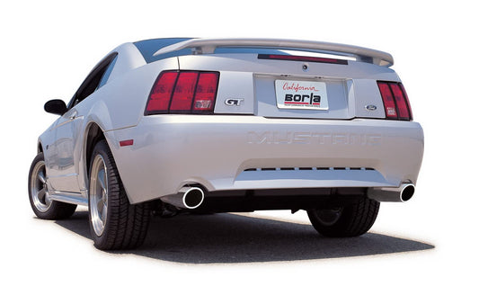 Borla 140067 BORLA 140067 Cat-Back Performance Exhaust System for 1999-2004 Ford Mustang GT 4.6L V8 & 2003-2004 Mach 1 4.6L V8 T-304 Stainless Steel S-Type Dual Split Rear Single 4" Round Chrome Tips on Each Side