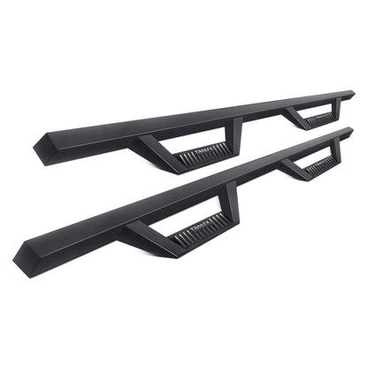 TRAILFX DHS022B NERF BAR Round 3 Hoop Style with Drop Down Steps Square Straight Powder Coated Matte BL