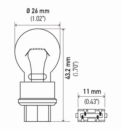 Hella 3157TB Bulb 3157 12V 27/7W W2.5X16Q S8 (2), Multi