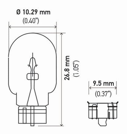 Hella 2825TB Bulb 2825 12V 5W 4Cp W2.1X9.5D T3.25 (2), Multi