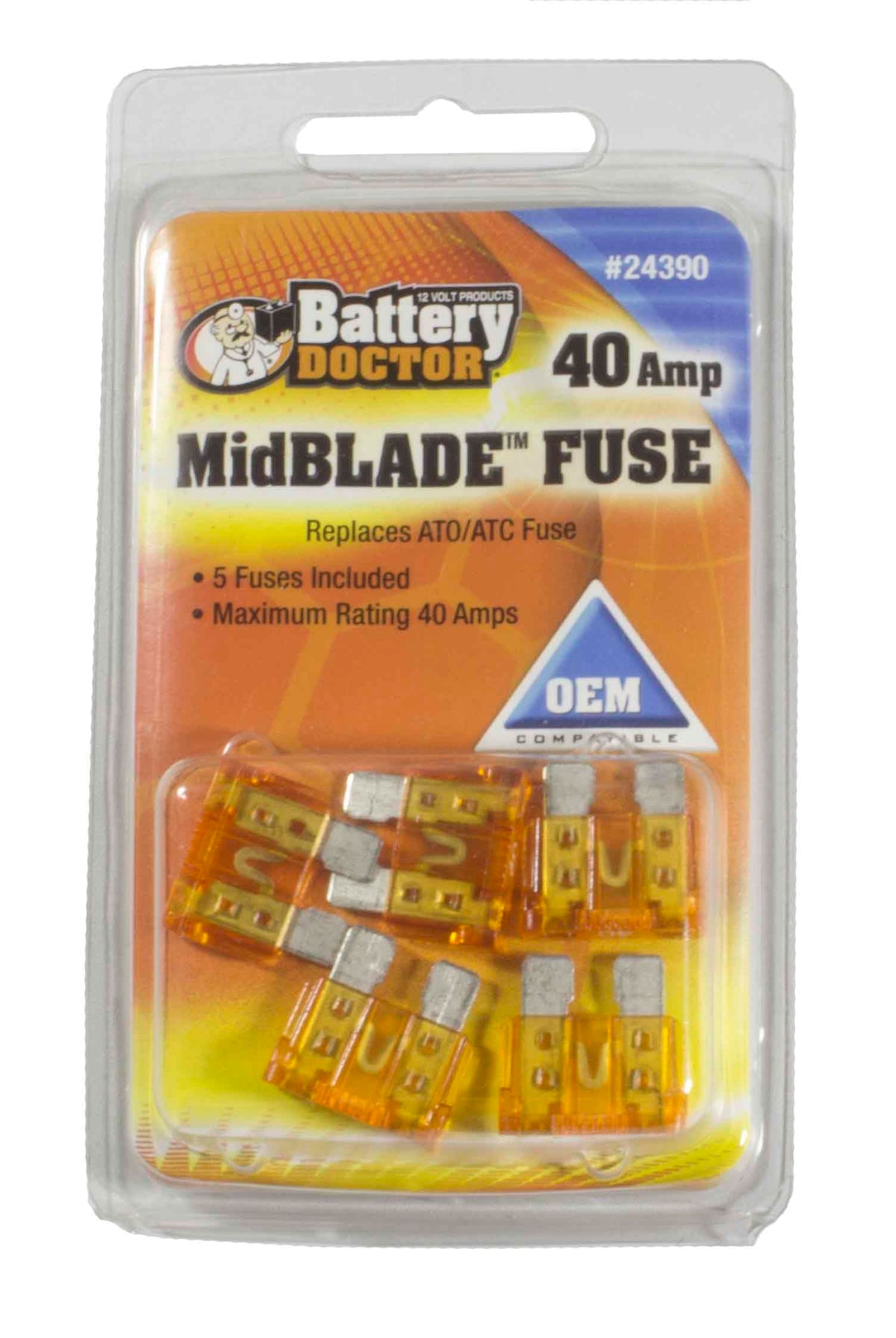 WIRTHCO 24390 WirthCo 24390 Battery Doctor 40 Amp MidBlade Fuse, 5 Pack