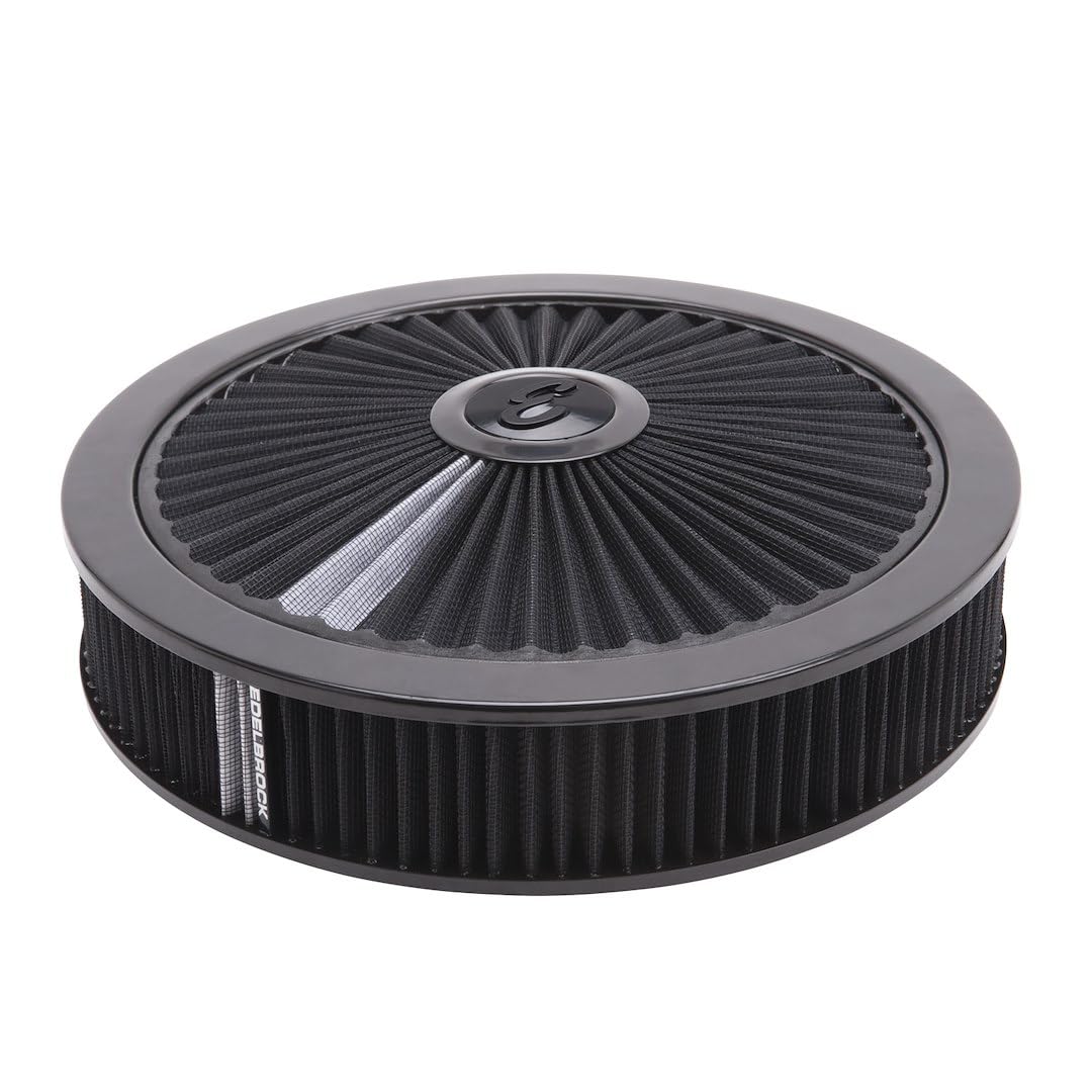 EDELBROCK 43662 Edelbrock 43662 A/C 14' ROUND CHROME/BLCK