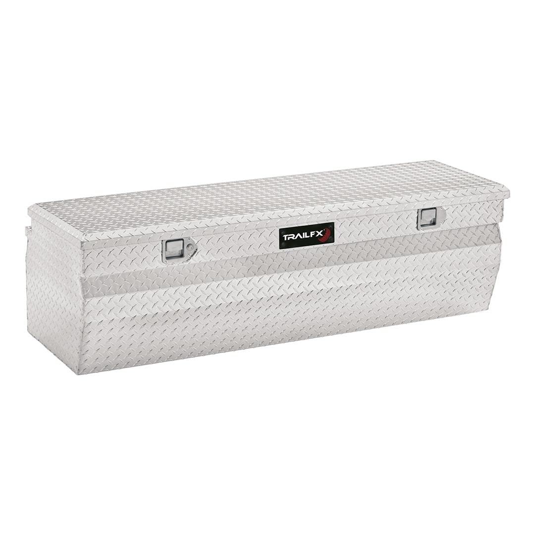 TRAILFX 150581 Trailfx Angled Chest Tool Box Single Lid with Struts Polished 16-Gauge Diamond Tread Aluminum 13.5 Cubic Foot 54 Inch Length x 19-7/8 Inch Width x 17-1/8 Inch Height Bright Finish 150581