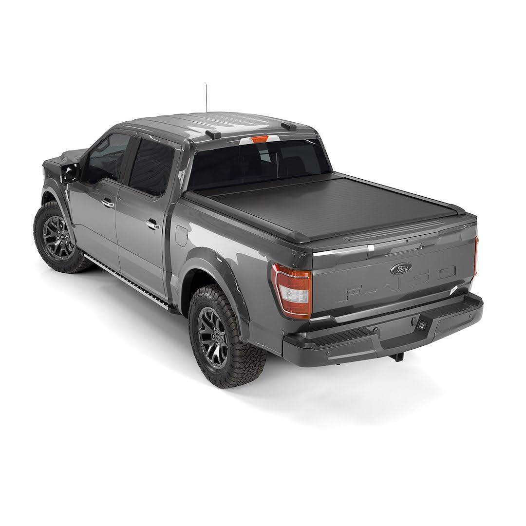 TRAILFX TFX6004 TrailFX Hard Retractable Tonneau Cover Fits 2015-2025 Ford F-150 6.5 Foot Bed Manual Retractable with Key Lock Black Matte Powder Coated Aluminum T-Slot Rails Clamp-On TrailFX TFX6004
